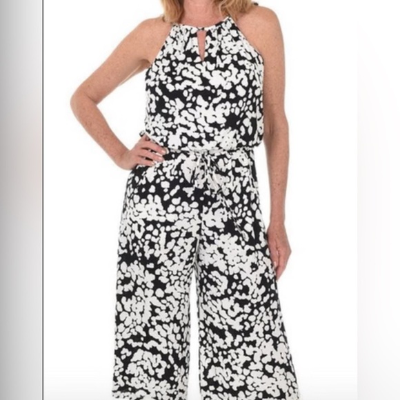 London Style Collection Dotted Halter Neck Jumpsuit - Picture 1 of 14